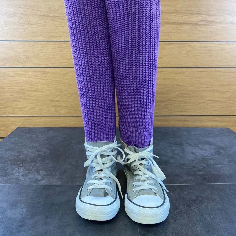 VTG Converse Retro Gray High-Top Sneakers with Purple‎ Legwarmers  size 6